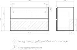 Velvex Тумба с раковиной Mondi 800-0-2 подвесная акация темная – фотография-14